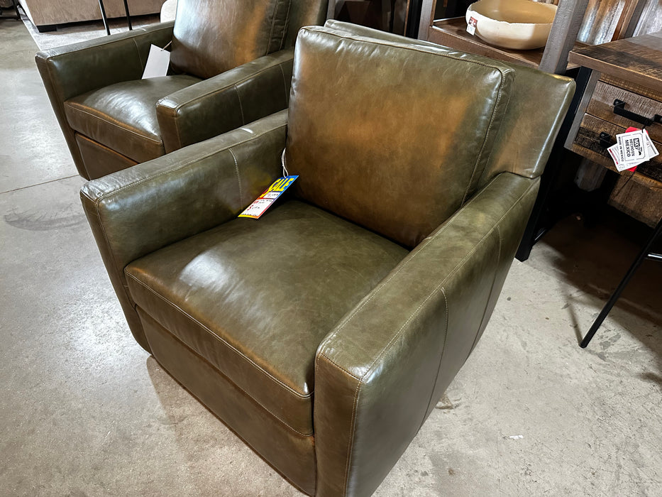 Cohiba Top Grain Leather Swivel Accent Chair