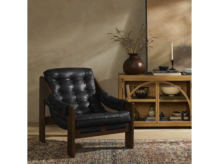 Halston 100% Top Grain Leather Designer Accent Chair — Urban Decor ...