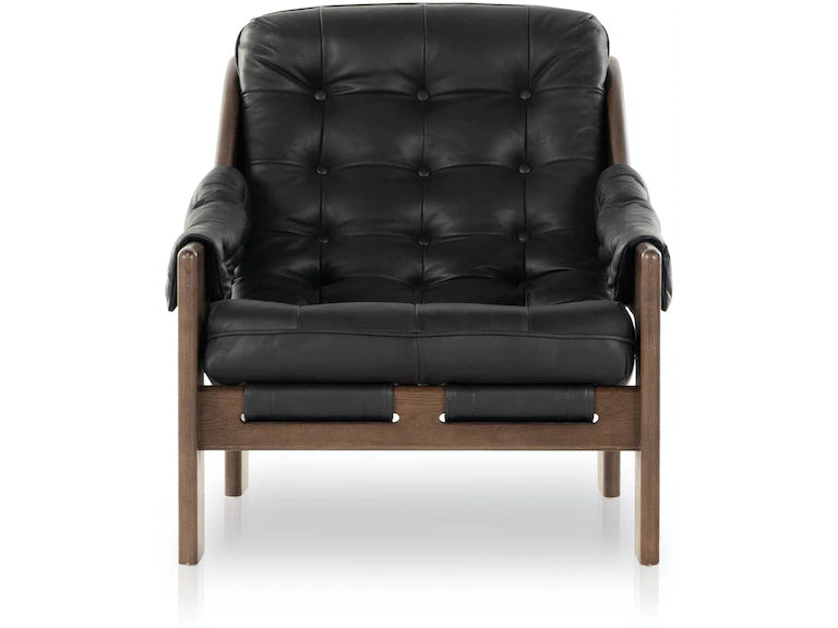 Halston 100% Top Grain Leather Designer Accent Chair