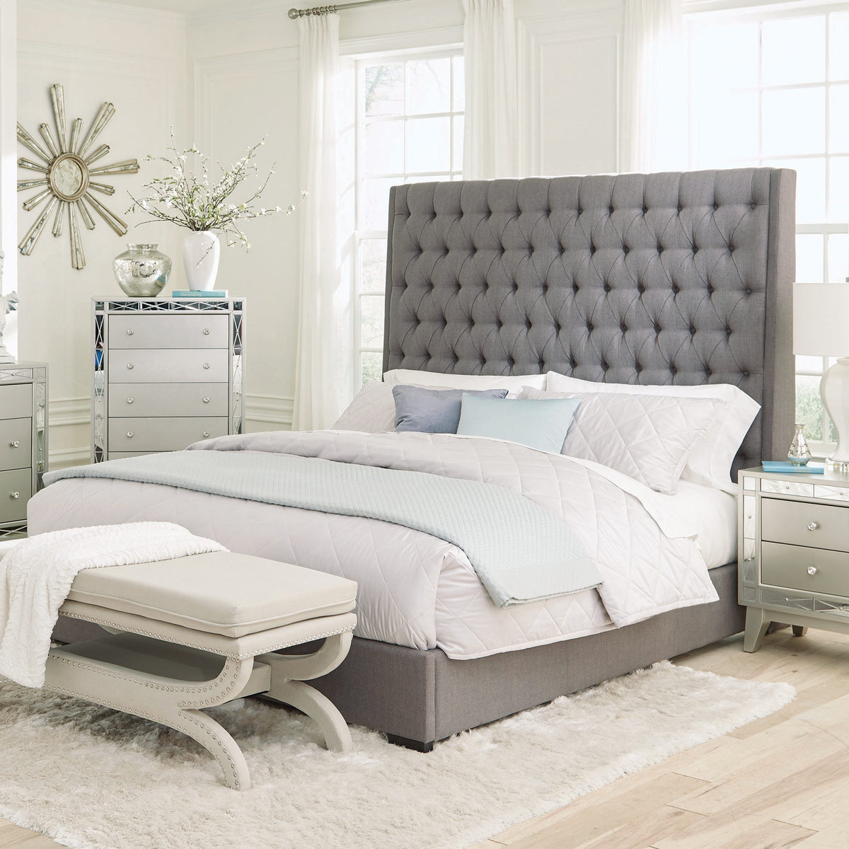 Coaster camille online upholstered bed